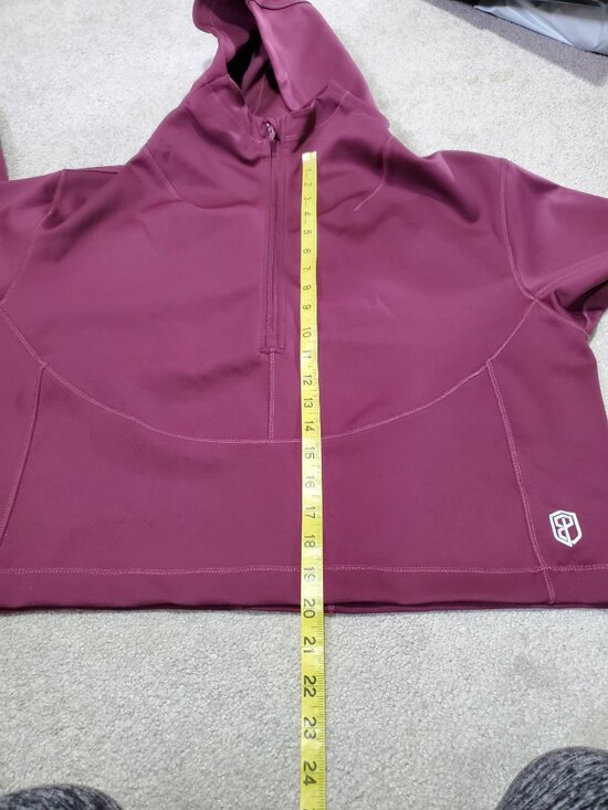 BORN PRIMITIVE Convertible Pullover Hoodie 1/2 Zip Cropped Sangria Women's XL - Picture 13 of 13